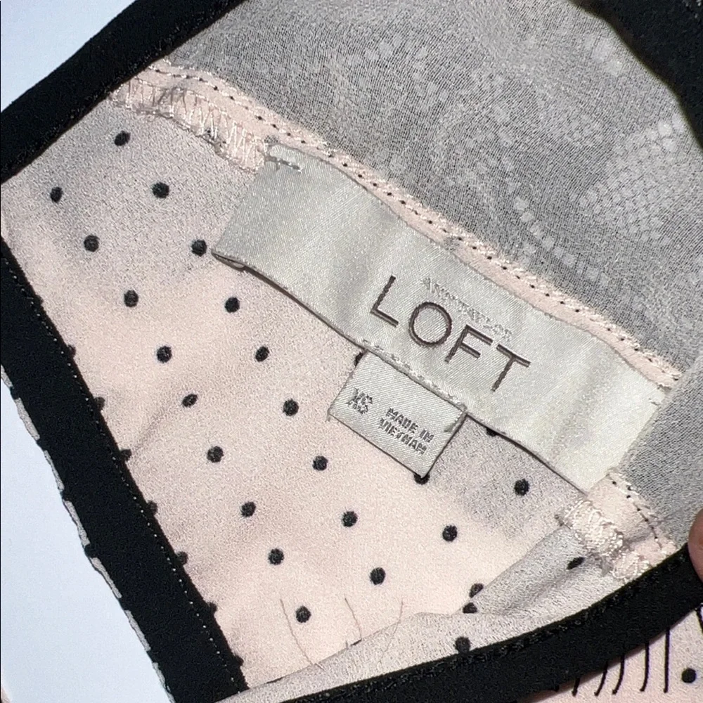 LOFT Black and Cream Polka Dot Lace Top - Picture 2 of 8